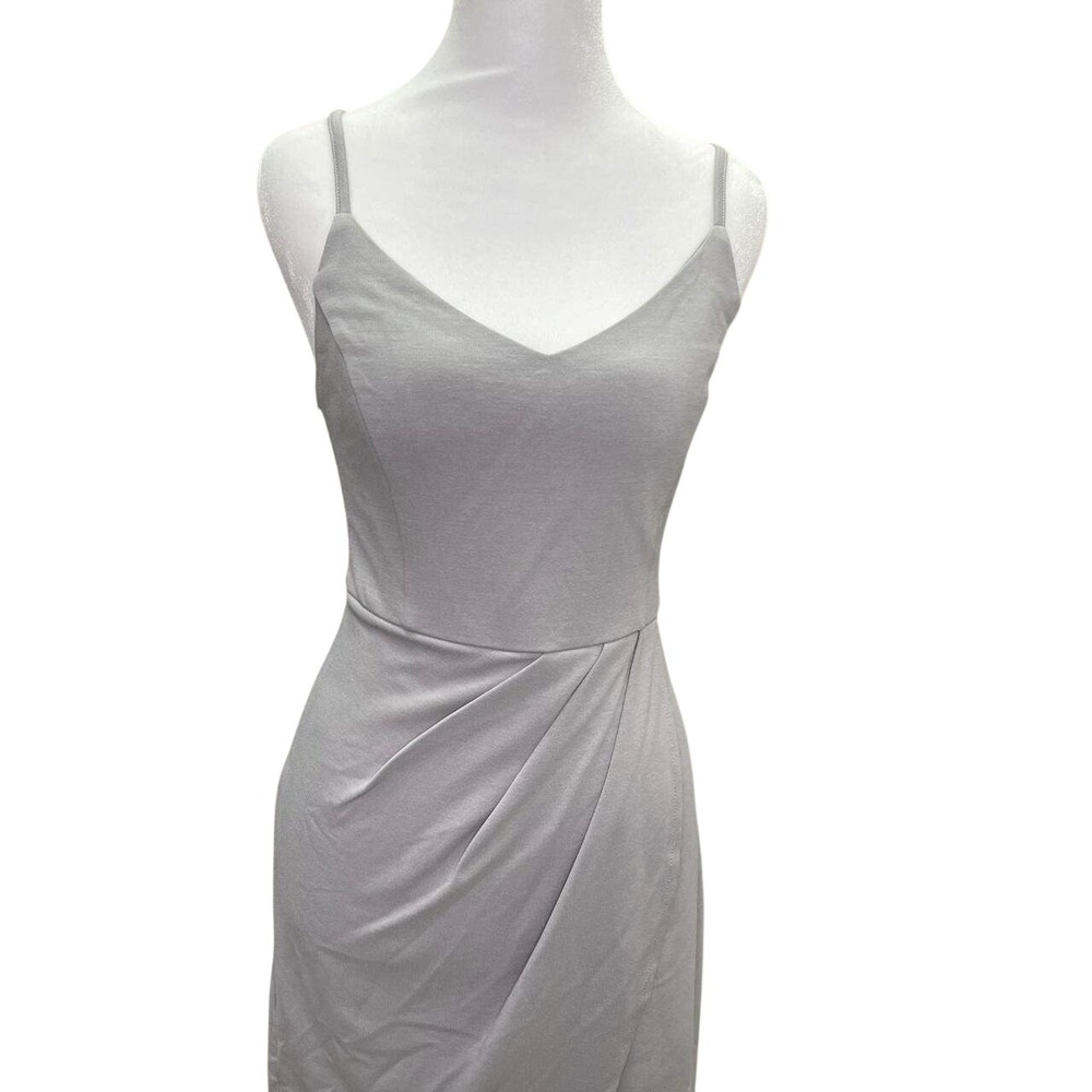 Zalalus Gray V-Neck Bodycon Wrap Tulip Dress NWT S Adjustable Straps Cocktail